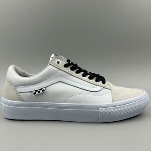 Vans Skate Old Skool VCU Men Size 8 Essential White Canvas Suede Skate Shoes NEW
